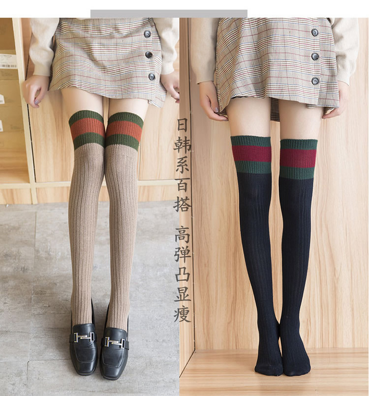 Vớ thỏ cashmere trên tất đầu gối tất cao co giãn vớ bê mỏng đống vớ mùa thu và mùa đông vớ cotton hoang dã Nhật Bản tất nữ