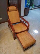 Real rattan recliner Folding rocking chair backrest chair Old man lunch break chair Single lazy balcony Leisure home comfort chair