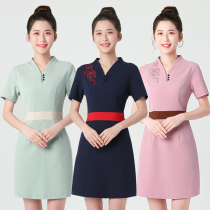 Beautician work clothing Autumn New thin health Hall beauty salon dress female Ji Mu pedicure tea shop