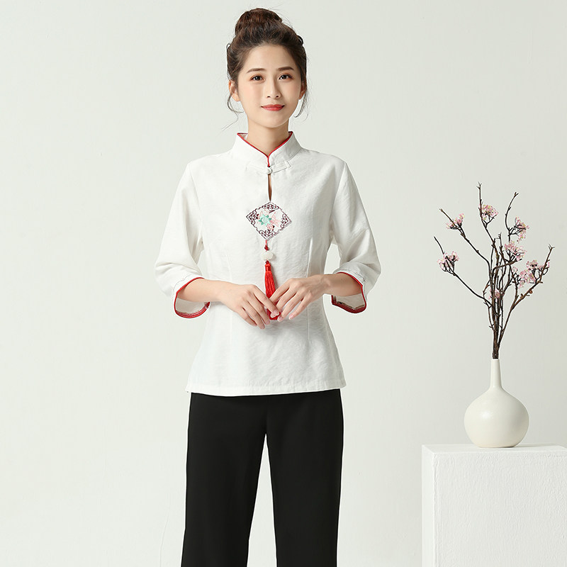 Extraction Ear Wellness Hall Physiotherapist Chinese Style Technician Clothes Women's Fall Beauty Salon Foot Bath Hydrotherapy Tea House National Wind Tooling