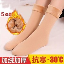 Autumn and winter socks childrens middle tube long tube light leg flesh color plus velvet thick short socks knee calf artifact snow socks