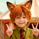 Children's baby cos Nick Fox Crazy Zootopia orange wolf tail short hair mullet head daily photo taking full headgear