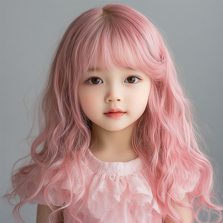 Children's Wig Female Cosplay Princess Ruoer Pink Big Wavy Long Curly Hair Daily Performance Photo Shoot Full Head Wig