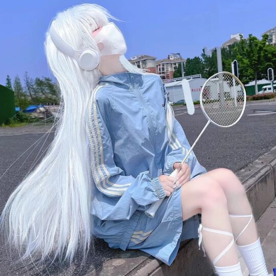 Pure White Wig for Women, Long Hair, Lolita Style, Natural Long Straight Hair, Korean Style, Age-Reducing, Realistic, Everyday Sweet Full Head Wig