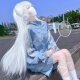 Pure White Wig for Women, Long Hair, Lolita Style, Natural Long Straight Hair, Korean Style, Age-Reducing, Realistic, Everyday Sweet Full Head Wig
