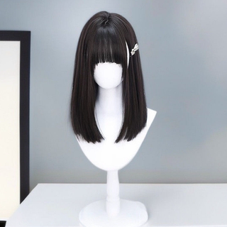 Wig for Women, Medium-Long Hair, Lolita Sweet and Natural Style, Jk Daily Wear, Long Straight Hair, Korean Style, Age-Reducing, Full Head Wig with Bangs
