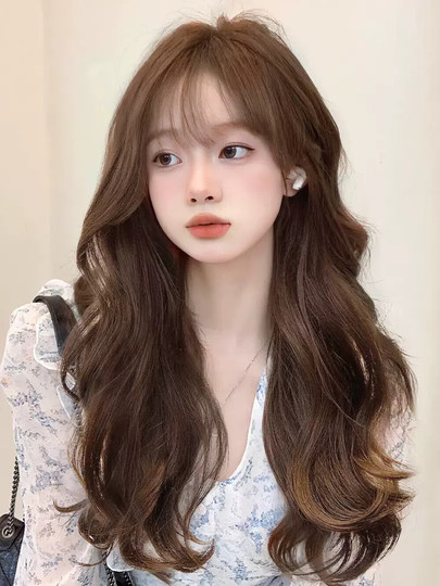Wig female long hair Internet celebrity same style water ripple long curly hair sweet cute fluffy natural simulation full headgear style