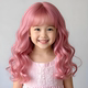 Rourou Princess Cosplay Children's Wig for Girls, Long Curly Hair, Fashionable, Sweet, Natural, Suitable for Daily Use, Photoshoots, and Performances, Full Head Wig