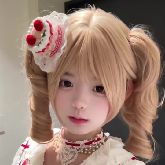 Short Blonde Wig for Women, Roman Curls, Claw Clip, Double Ponytail, Lolita Style, Sweet and Natural, Full Head Wig