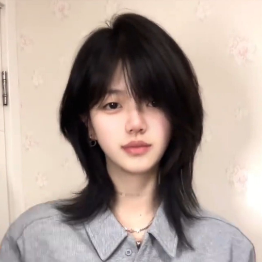 Wolf tail wig, unisex, medium and long hair, Japanese style, unisex style, mullet head, student, daily atmosphere, full headgear style