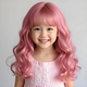 Rourou Princess Cosplay Children's Wig for Girls, Long Curly Hair, Fashionable, Sweet, Natural, Suitable for Daily Use, Photoshoots, and Performances, Full Head Wig