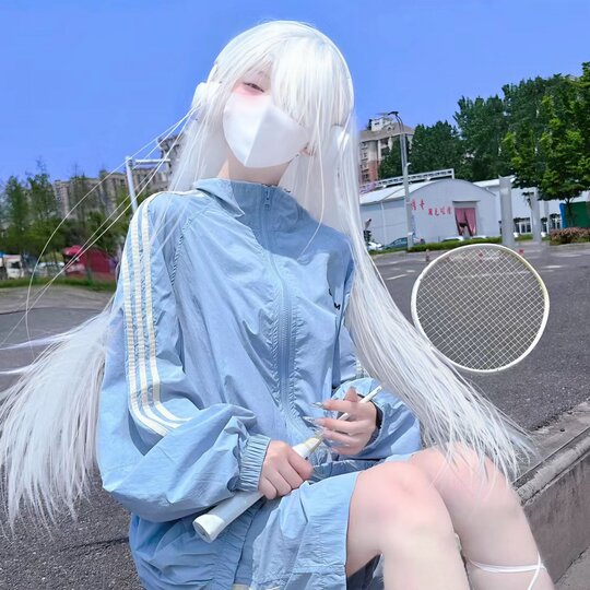 Pure White Wig for Women, Long Hair, Lolita Style, Natural Long Straight Hair, Korean Style, Age-Reducing, Realistic, Everyday Sweet Full Head Wig