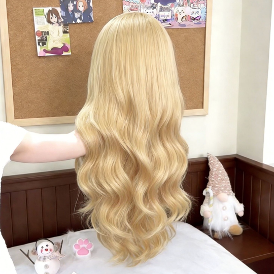 Lolita Style Long Curly Wig for Women, Sweet and Cute, Natural Big Waves, Jk Daily Wear, Off-White Full Head Wig