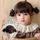 Children's Double Ball Head Wig for Women with Short Hair, Sweet and Cute Baby Hairstyle, Daily Breathable Air Bangs Full Headgear