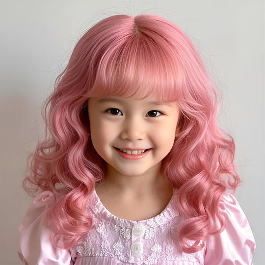 Rourou Princess Cosplay Children's Wig for Girls, Long Curly Hair, Fashionable, Sweet, Natural, Suitable for Daily Use, Photoshoots, and Performances, Full Head Wig