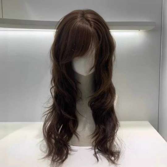 Wig for Women, Long Hair, Japanese Style, Vintage Side Bangs, Long Curly Hair, Fashionable High-Layered Lolita, Autumn and Winter, Everyday Full Wig