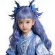 Nezha 2 Cosplay Ao Bing Ao Run Children's Wig Girl Long Curly Hair Daily Simulation Photo Shoot Performance Styling Full Head Wig