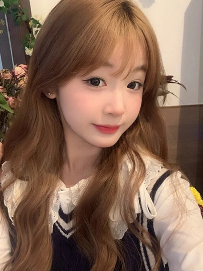 Wig female long hair Internet celebrity same style water ripple long curly hair sweet cute fluffy natural simulation full headgear style