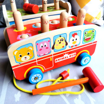 Large size hamster young children's puzzle percussion animal with music percussion baby wooden intelligence 1-6 year old toy