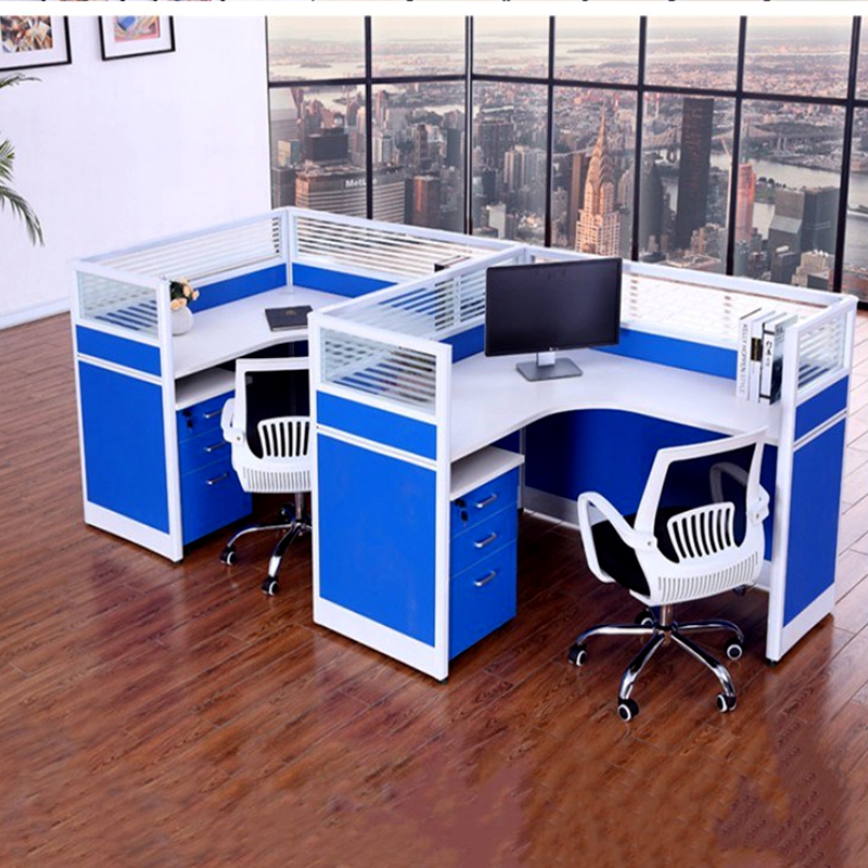 Staff office desk and chair combination blue screen station enlarged board four-person double-person computer desk glass partition card position