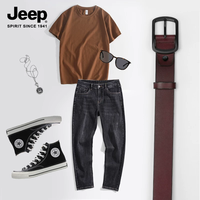 Пояс для мужчин Jeep, универсальные кожаные брюки, корейский стиль, натуральная кожа