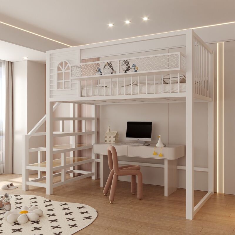 Nordic Wrought Iron Bunk Bed, Multifunctional, Space-Saving, Small Apartment, Duplex Iron Frame Bed, Wrought Iron Bed, Double-Decker Bunk Bed Nordic Wrought Iron Bunk Bed, Multifunctional, Space-Saving, Small Apartment, Duplex Iron Frame Bed, Wrought Iron Bed, Double-Decker Bunk Bed