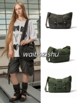 (25% off) OPENYY 24ss Workwear Pocket Nail Washed Zipper Retro Shoulder Bag Crossbody Bag Casual