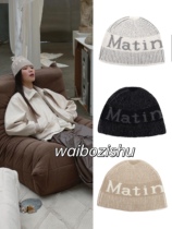 matinkim23FW New Stripes Collared Alpaca Wool Logo Letters Wool Knit Cap Wool