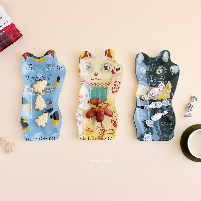 In Stock Japan French Artist Nathalie Collaboration Model Lucky Cat Display Decorative Glass Plate In Stock Japan French Artist Nathalie Collaboration Model Lucky Cat Display Decorative Glass Plate