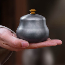 Liao Da Xi Qilu pure tin portable portable tea jar Mini small Chinese sealed can Tea storage tank