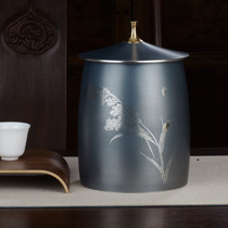 Liao Da pure tin Chinese style grain Fengdeng bulk tea tank tin large small metal tank tea tank sealing tank