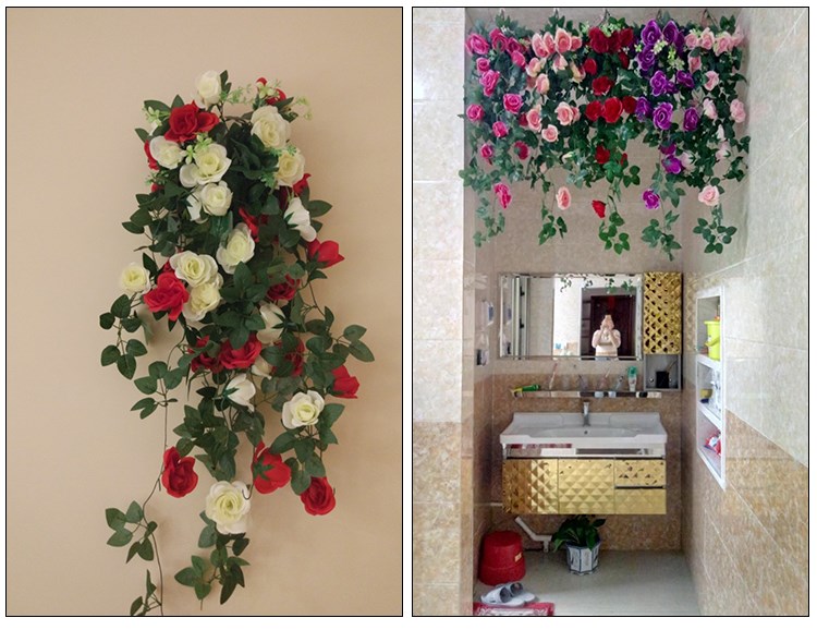 Cây nhựa lá xanh củ cải giả hoa mây xanh lá cây trong nhà trang trí cây nho treo cây xanh treo tường mô phỏng cây - Hoa nhân tạo / Cây / Trái cây bình hoa hồng giả đẹp