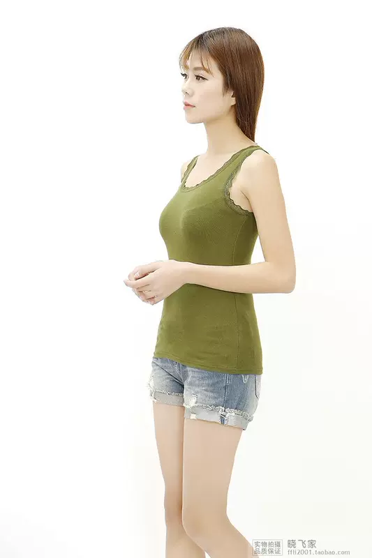 Mùa thu hình chữ U bằng vải cotton mỏng hình chữ U bằng ren nhỏ bằng phân bón XL U vest 80-160 kg áo kiểu trung niên