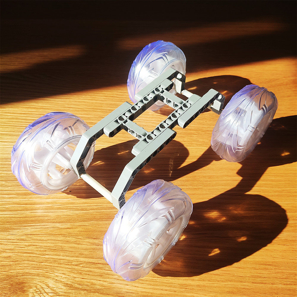 No power compatible LEGO brick 78mm transparent tire ramp inertia glide trolley assembly race can be customized