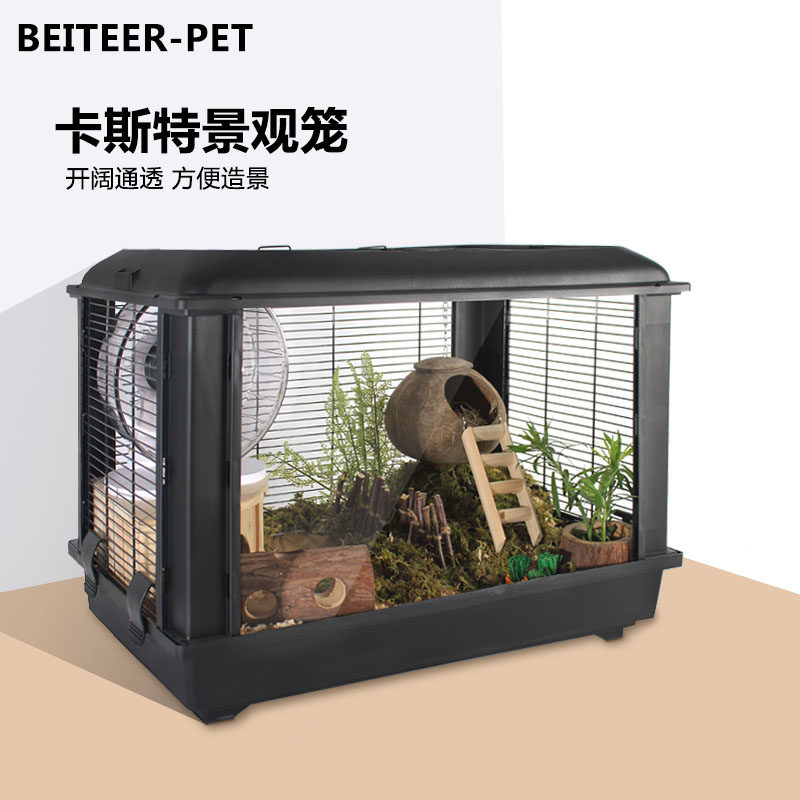 Transparent Acrylic Cage Gold Silk Bear Hamster Parrot Landscape Castcage 60 Foundation Iron Wire Built View Villa