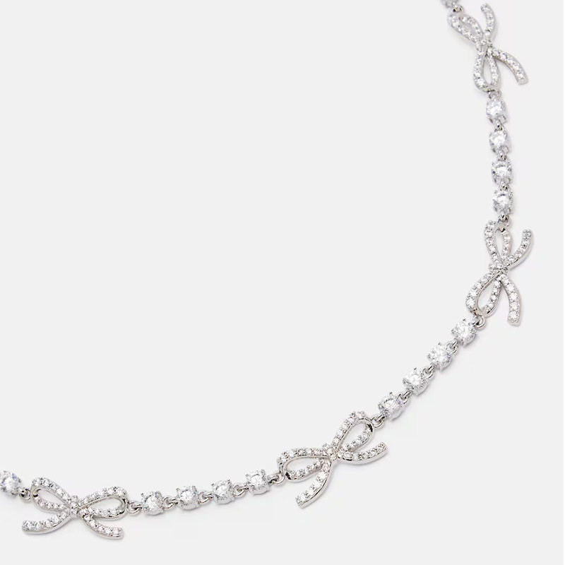 Bow Necklace & Earrings Jewelry Set – Rhinestone Elegant Clavicle Fashion Set O1CN01T6tWqM25wjdoRbzRx !!3304857591