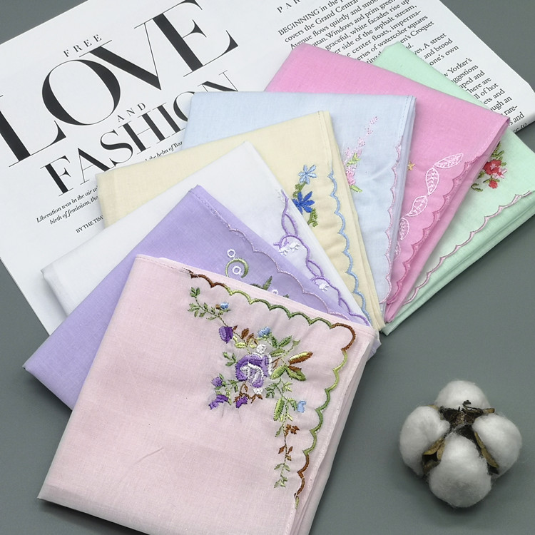 Ancient handkerchief colorful embroidered lace embroidered lace corner pure cotton handkerchief lady gust sweaty sweaty small square towels