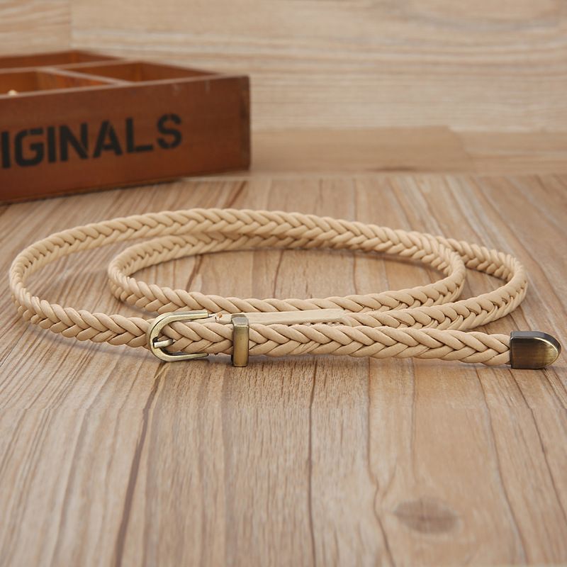 Beige Thin Belt Casual Korean Style Versatile Small Leather Belt for Women, Long Shirt Dress Decorative Rope Woven Belt Beige Thin Belt Casual Korean Style Versatile Small Leather Belt for Women, Long Shirt Dress Decorative Rope Woven Belt