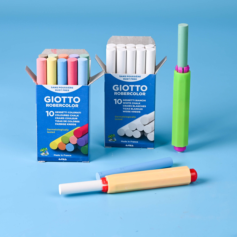 GIOTTO Chalk Dust-free Children Home Large Coarse Branch Teaching Imported Environmental Protection Blackboard Students Draw Babies with 10 Color Public Examination Teacher Safety 10 White Blackboard Newspaper Paintings