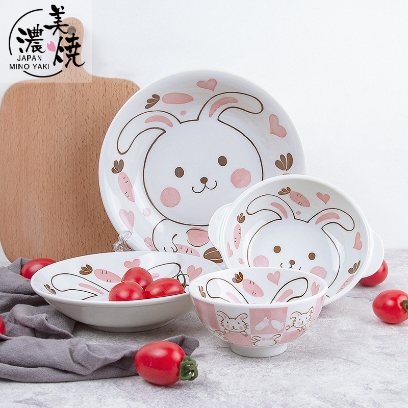 Meinung burn Japanese cartoon ceramic bowl suit household lovely children tableware originality of boring baby dishes suit