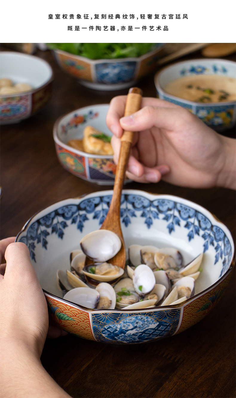 Meinung burn soup bowl large household ceramic bowl of soup bowl rainbow such use imported from Japan