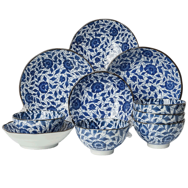 Meinung burn Japanese blue and white porcelain bowls tableware ceramic bowl dishes home eat bowl bowl retro gift set to use