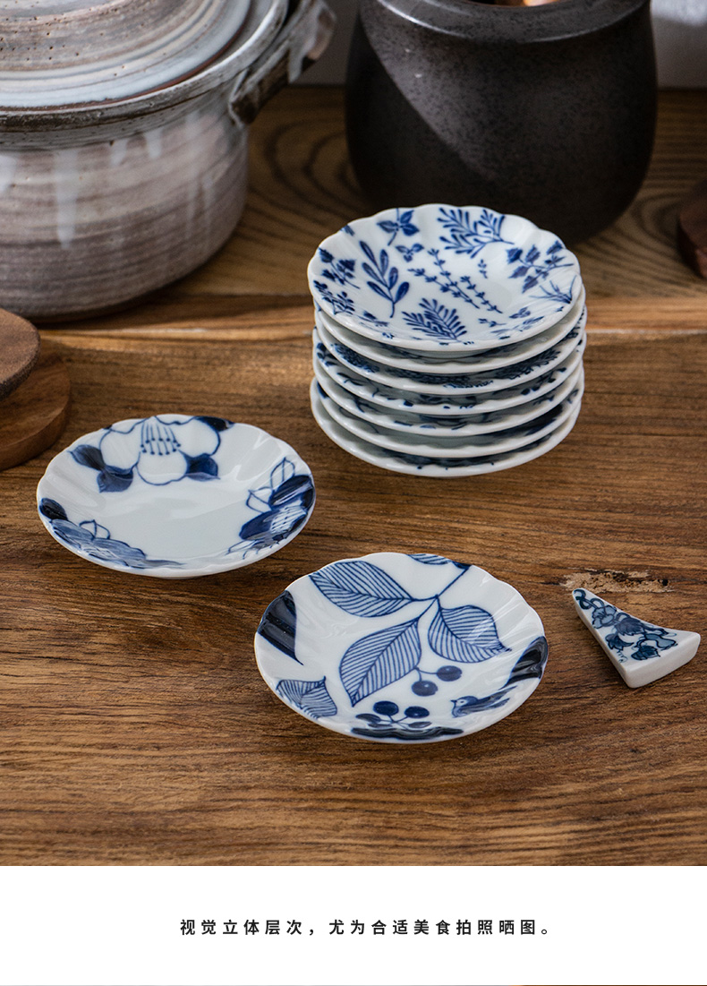 Meinung burn Japanese imported ceramic tableware under the glaze color dye FuJu type 4 inches flavour dishes snacks soy sauce dish dish