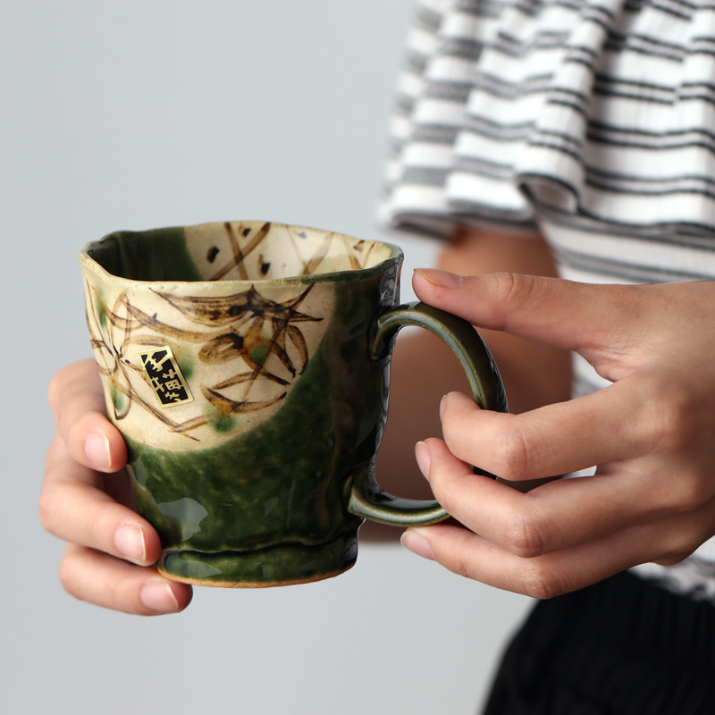 Meinung burn the original imported from Japan, the original mark cup tea cup ceramic cup emerald green Japanese household glass for breakfast