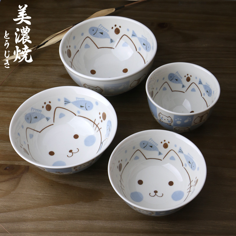 Meinung burn Japanese cartoon dishes, tableware ceramics creative lovely children home blue ear soup bowl bowl plate