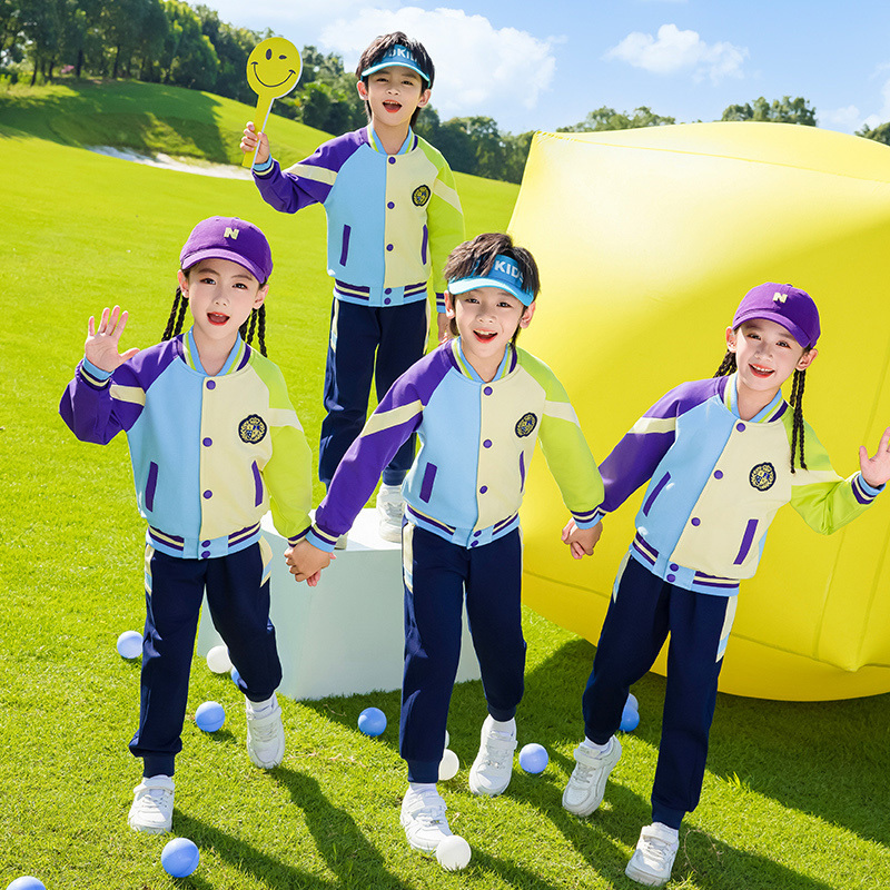 School Uniforms for Primary School Students, Spring and Autumn Suits, Kindergarten Uniforms, Short-Sleeved Three-Piece Sportswear, Baseball Uniforms, Summer Class Uniforms
