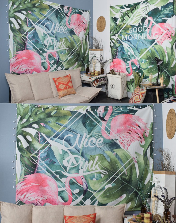 ins Bắc Âu Flamingo Valance Vibrato nền camera vải đầu giường phòng ngủ thảm Bed and Breakfast sống trang trí tường - Tapestry thảm treo đầu giường