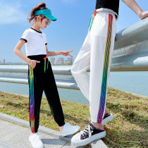 Girls' Pants 2022 Summer Ice Silk Thin Medium Large Children's Korean Style Casual Sport Mosquito Pants Ankle Pants