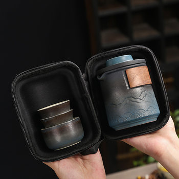 Diwali stoneware quick cup portable travel tea set