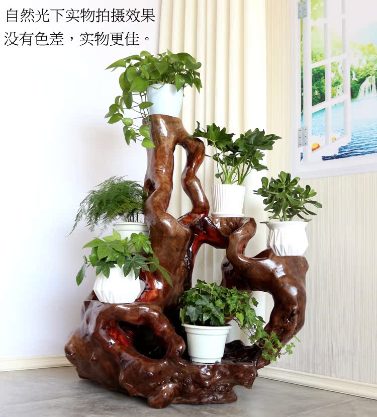 Gỗ gụ quý giá chạm khắc khung tự nhiên phong hóa gỗ chết khung cây gỗ rắn nhiều tầng kệ gỗ cổ trang trí - Các món ăn khao khát gốc bàn ghế làm từ gốc cây